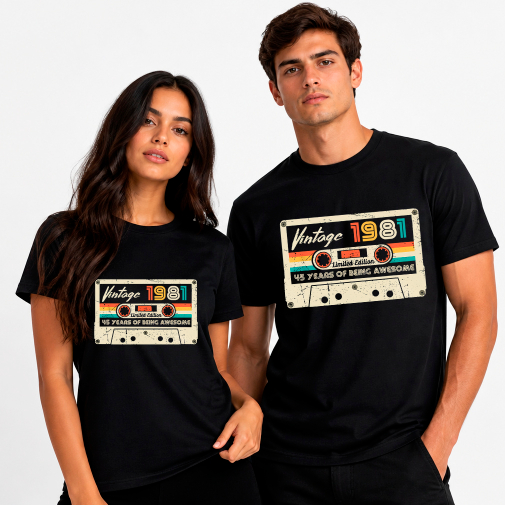 Camiseta Unissex 100% Algodão. Vintage Fita 1980 1981. P ao GG