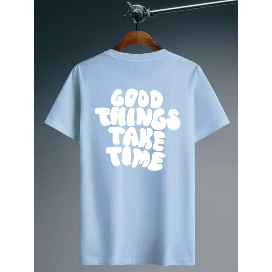 Camiseta Good Things Take Time Coisas Boas Levam Tempo Ombro Caido Top