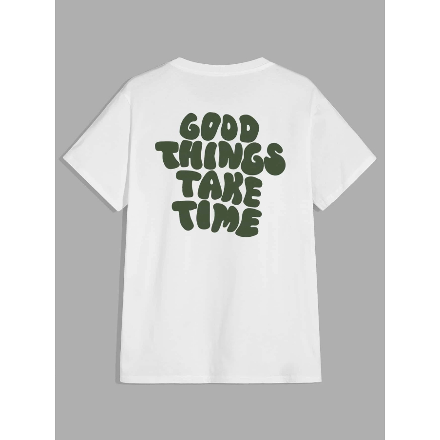 Camiseta Good Things Take Time Frase Motivacional Oversized Unissex Top