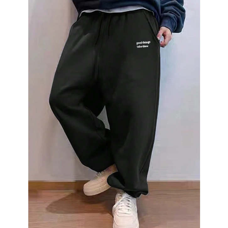 Moletom Calça Casual Confortável Streetwear Premium Estilo Tumblr Good Things Take Time