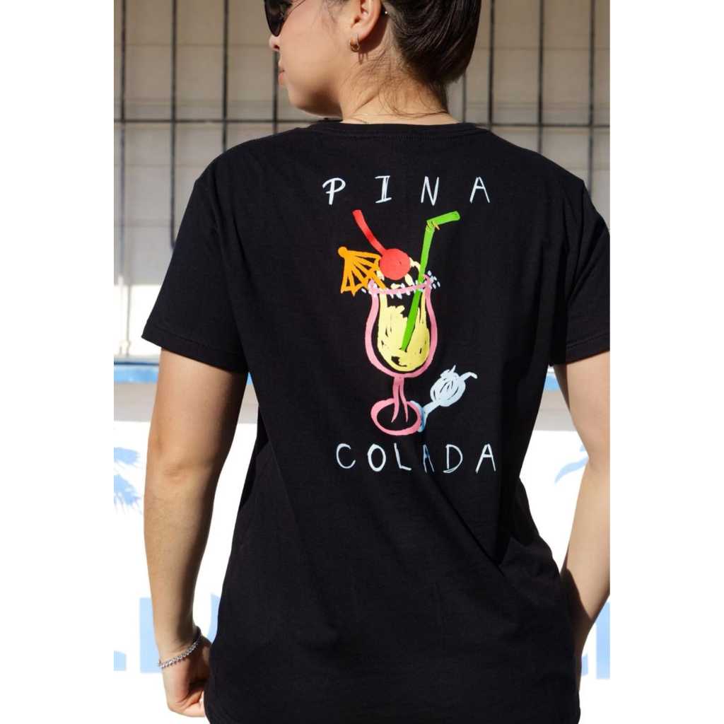 Blusa Feminina Gola Redonda Estampa Verão DRINK PINA COLADA Camiseta em Algodão Premium