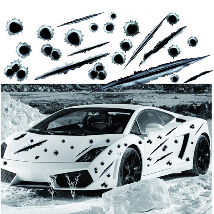 Simulação bala buraco adesivo de carro carro bala buraco Crack adesivo de carro bala buraco conjunto de adesivos de carr