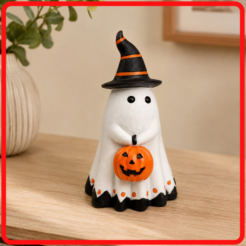 Halloween Bonito Fantasma Ornamento De Mesa Retro Crack Pequeno Desktop Resina Artesanato