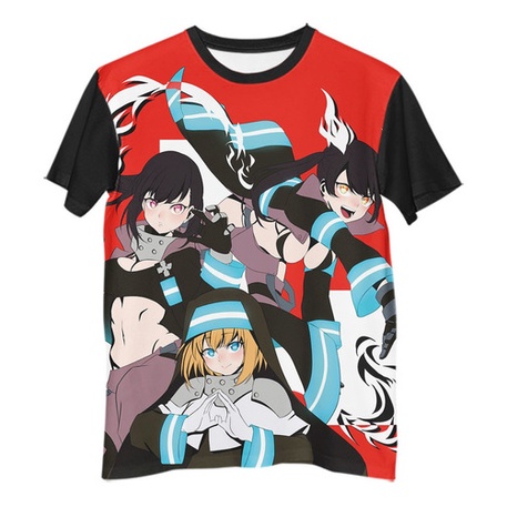 Br Camisa Camiseta Anime Fire Force Garotas Fofas G0824