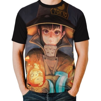 Pt Camisa Camiseta Anime Fire Force Maki Oze Fogo G1664