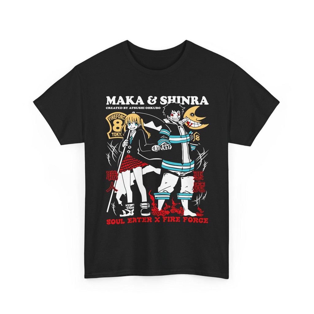 Camiseta Masculina Feminina Soul Eater X Fire Force Anime T‑shirt Unissex Streetwear Envio Imediato