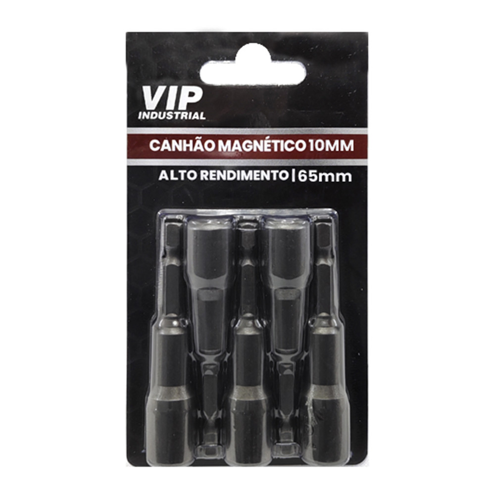 Jogo com 5 Bits Sextavado Canhão Longo Magnético 10mm Encaixe 14