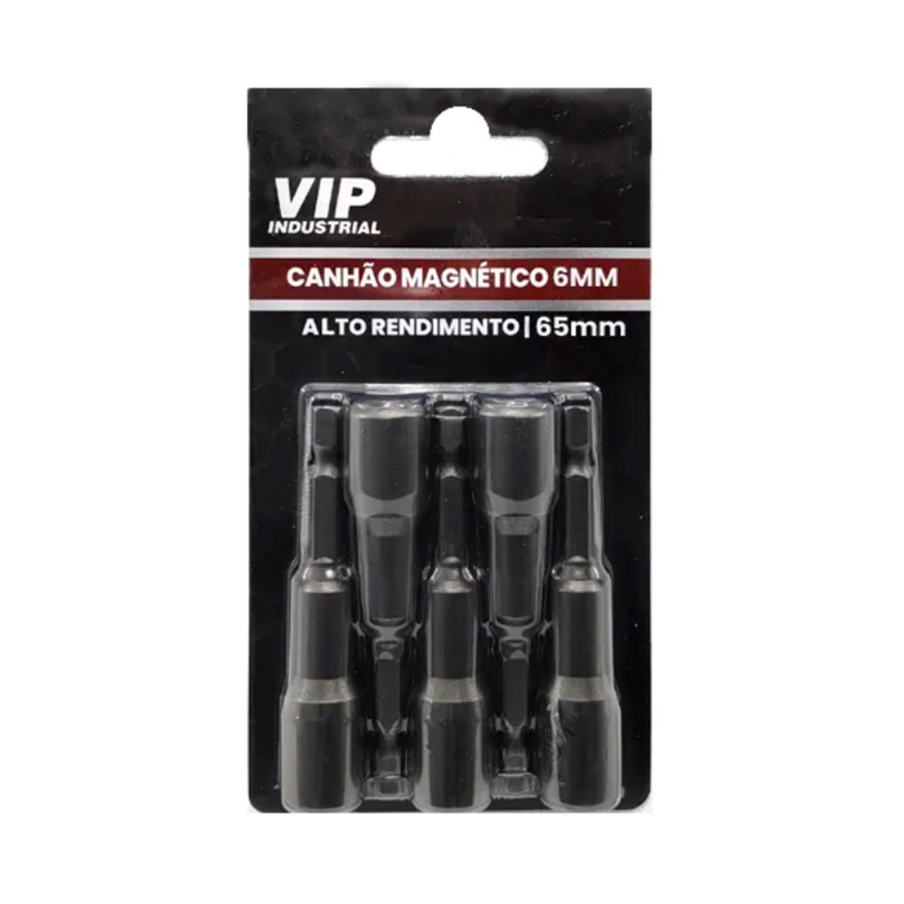 Jogo com 5 Bits Sextavado Canhão Magnético 6mm Encaixe 14