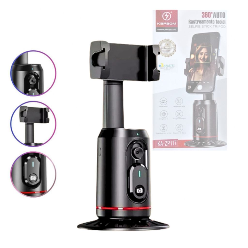 Suporte Celular com Rastreamento Facial 360º Selfie Stick Tripod