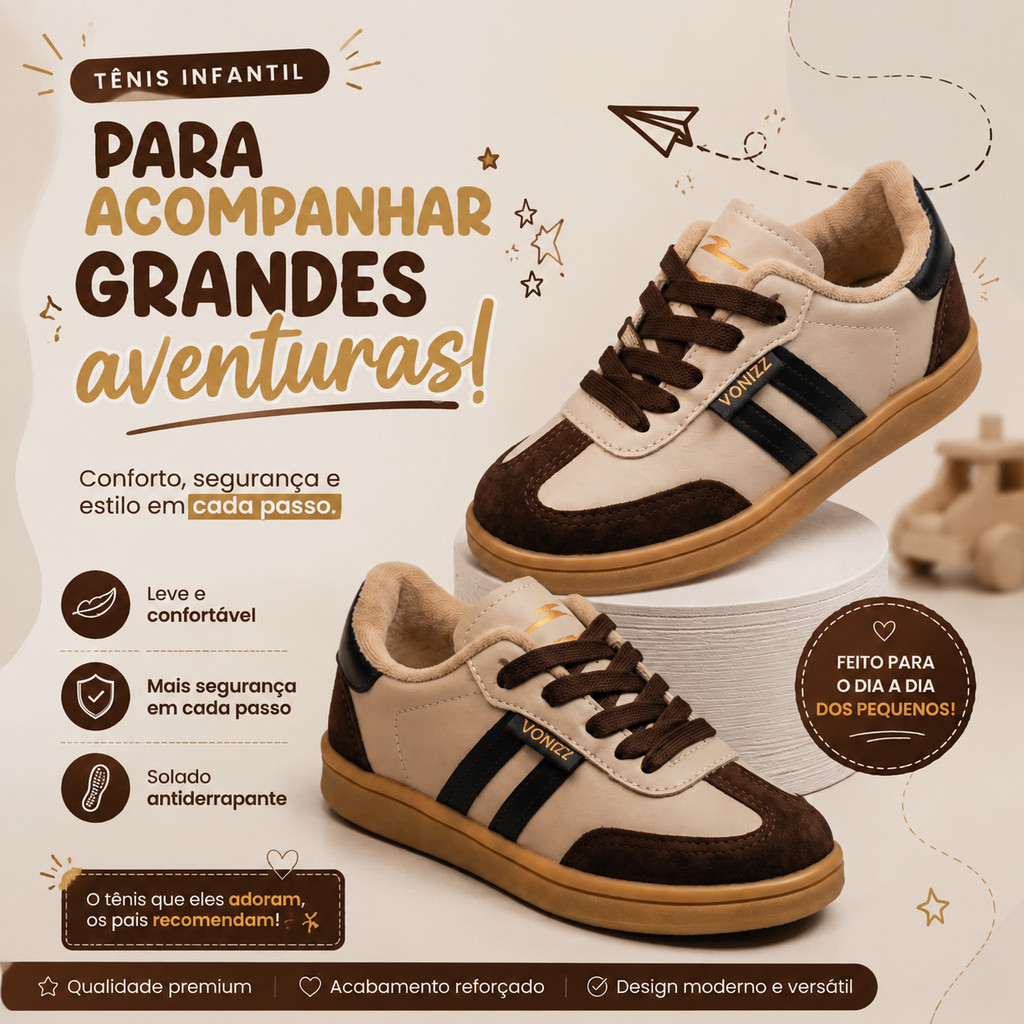 Tênis Infantil Unissex com Design Vintage e Solado Confortável para Passeios e Escola