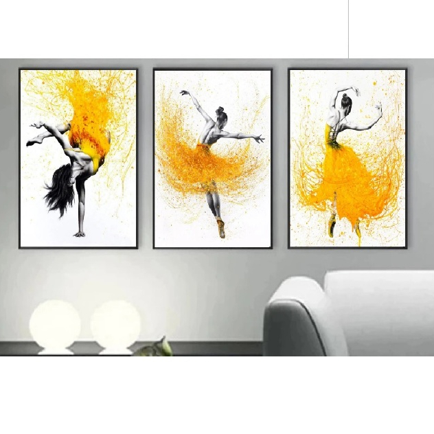 Quadros decorativos Ballet Música, Cor (3 peças)