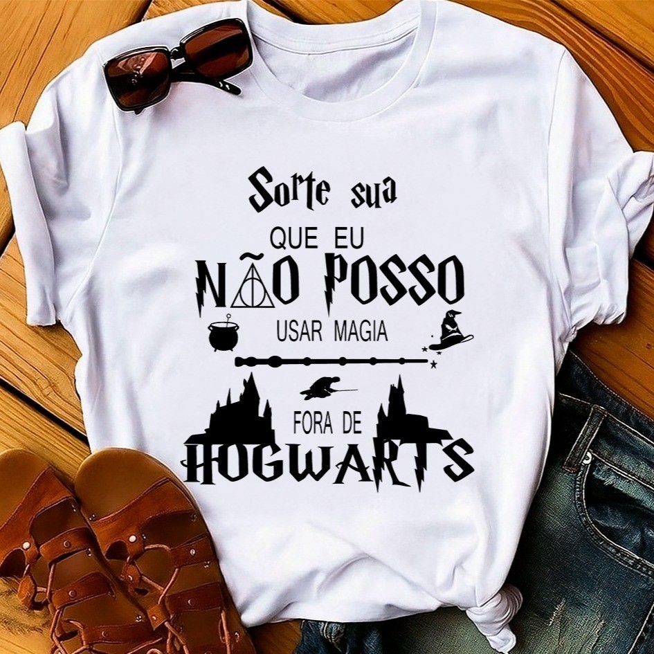 Camiseta Feminina Harry Potter Magia Funny Cartoon Unissex ENVIO IMEDIATO