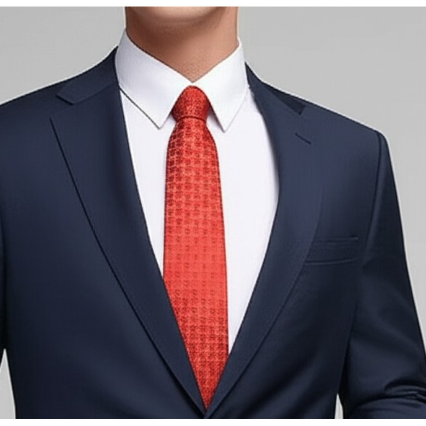 Gravatas Adulto fina slim vermelha estampada Quadriculada Made in China