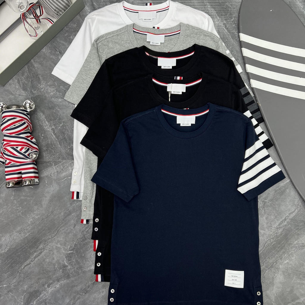 FCSU TB- Classic color-blocked four-stripe short-sleeved round-neck plain knit top, unisex, for summer T Shirt