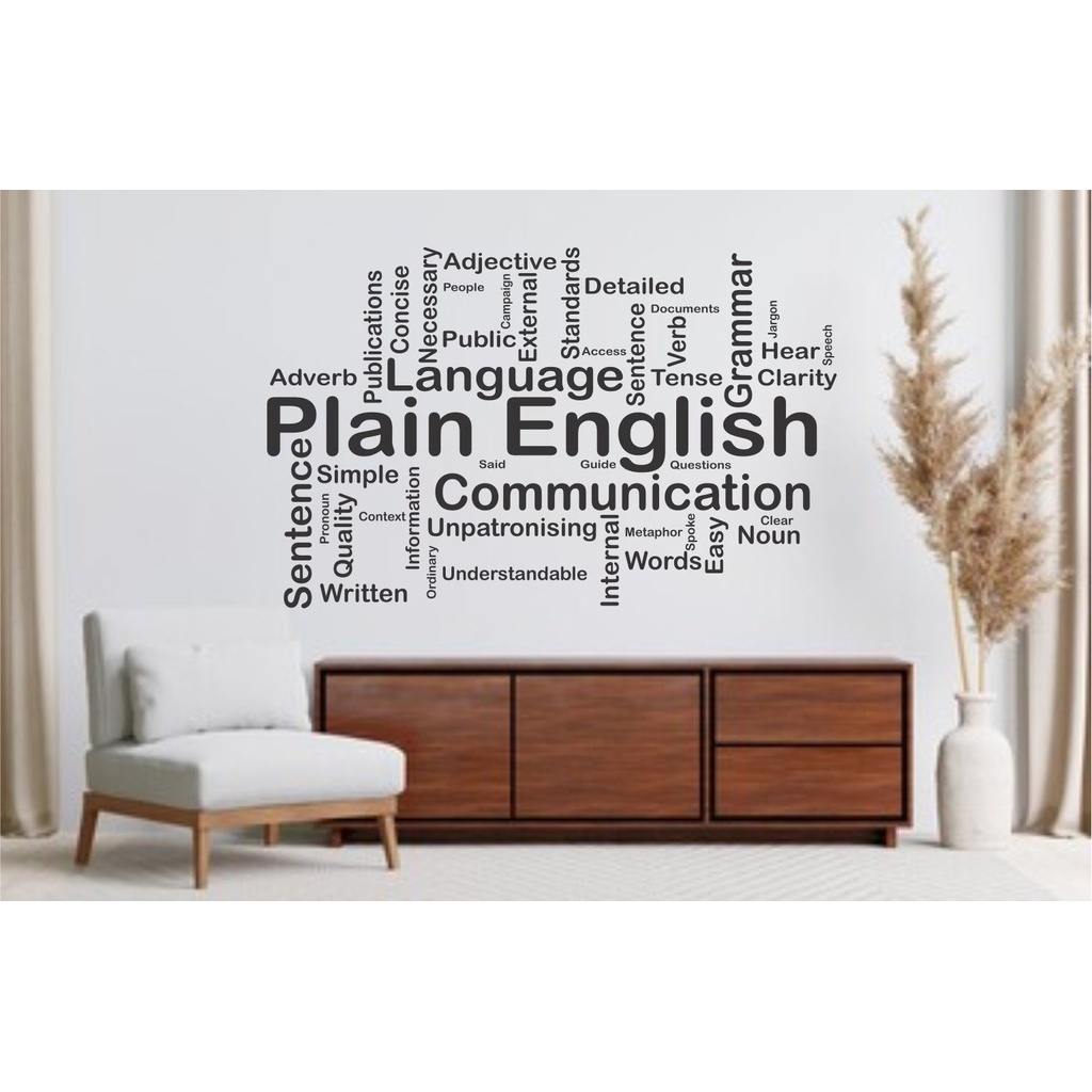 Adesivo de Frases para escola de Inglês Plain English Papel de Parede Auto Colante Decalque
