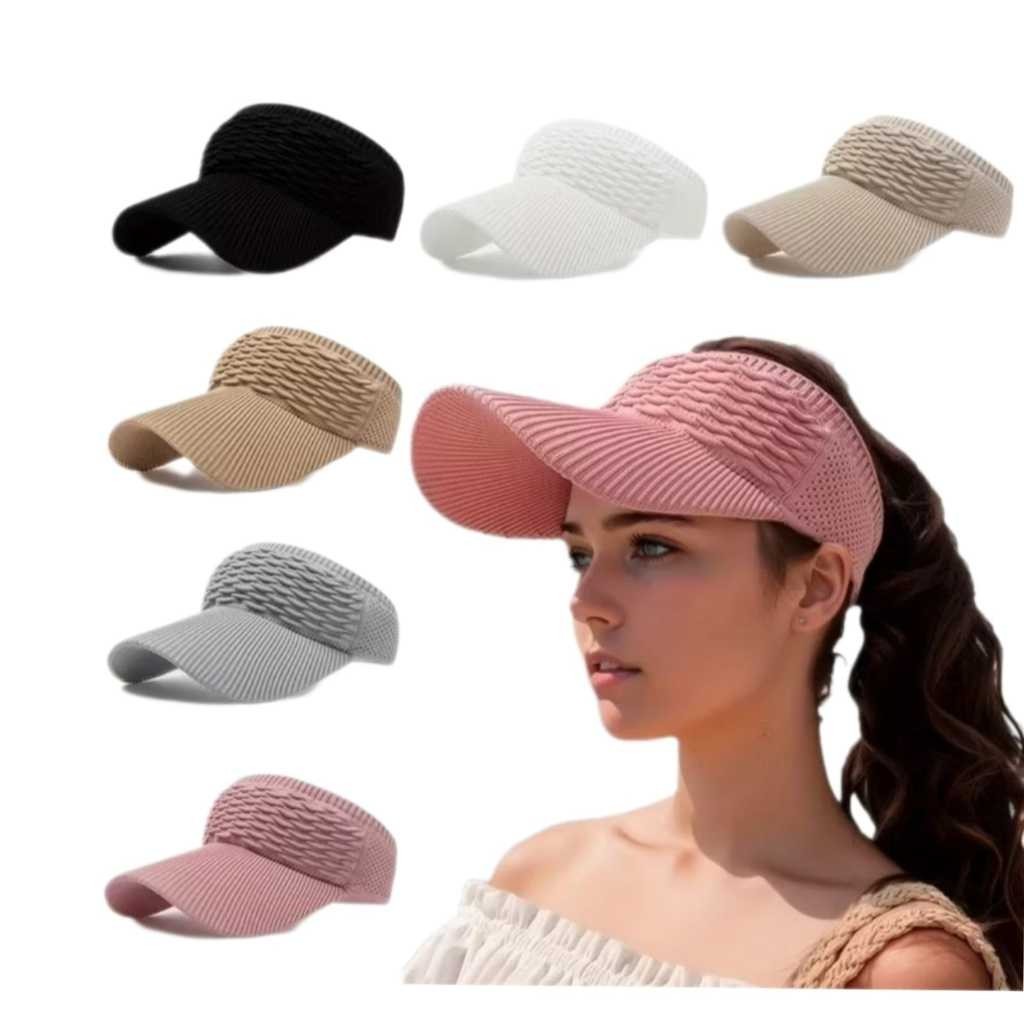 Visor Cap Hat Plain Curved Brim Large Comfortable Beach Pool Running Summer Fashion Trend