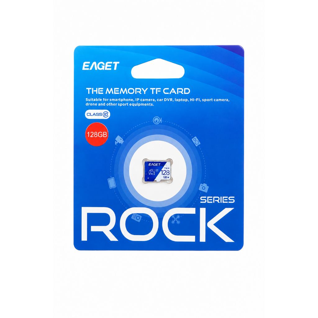 Cartão Micro SD 128GB EAGET V30 U3 A1 Original Ultra Rápido 4K para Drone e Câmeras