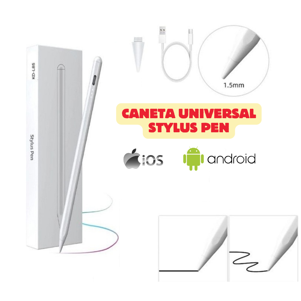 Caneta Touch screen Ponta Fina Universal Tablet Cel Samsung iPad iphone para android ios windows