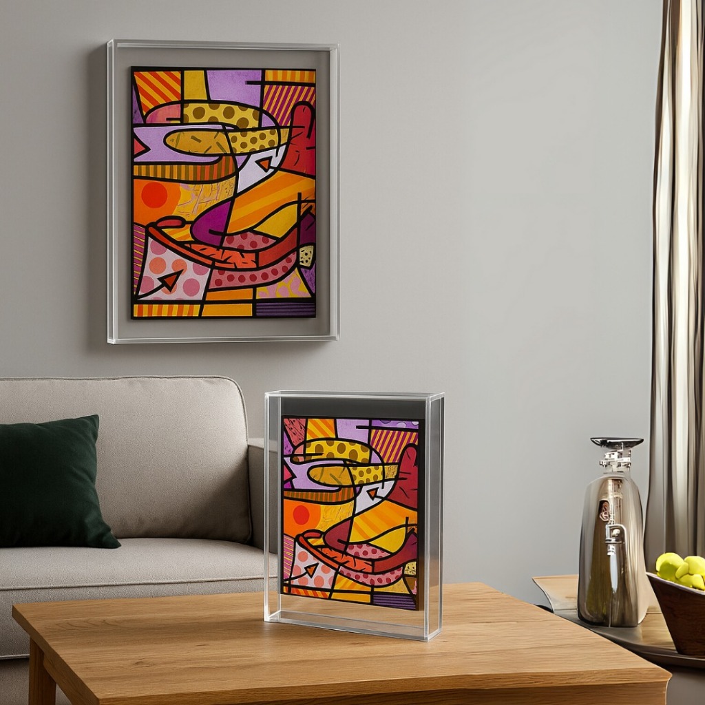 Moldura Caixa Quadro Acrílica Cristal – Para Fotos, Diplomas e Capas de Disco - 20X20X3