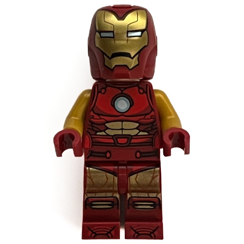Lego Minifigure Iron Man, Pearl Gold Arms, Round Arc Reactor