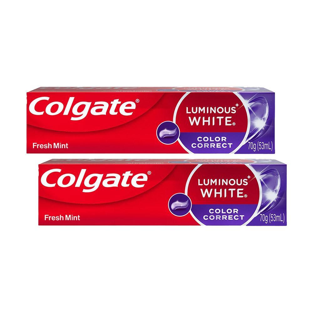 Kit 2 Cremes Dentais Clareador Colgate Luminous White Color Correct 70g