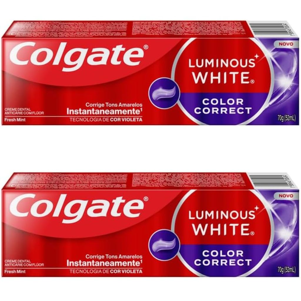Kit 2 Cremes Dentais Colgate Luminous White Color Correct 70g