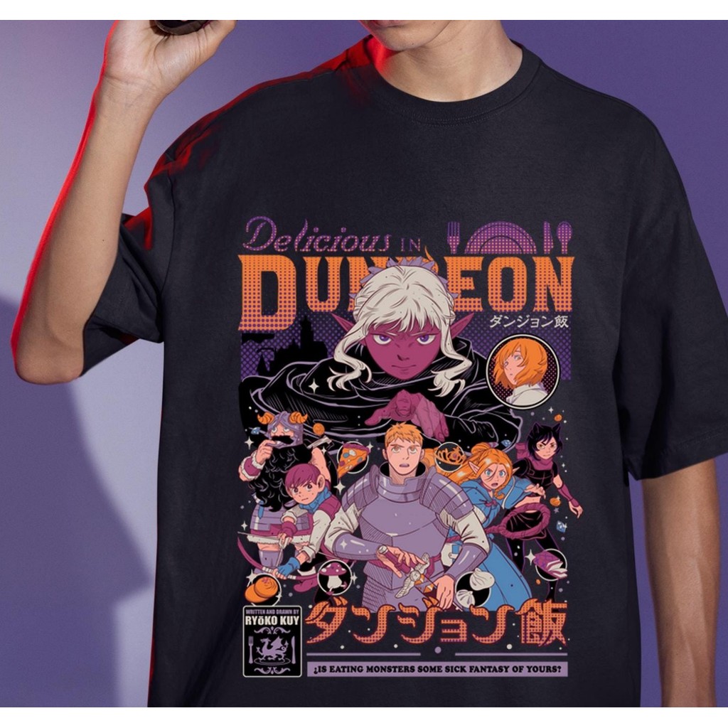 Camiseta Masculina Feminina Estampa Delicious In Dungeon Elenco Completo Anime T-shirt Unissex Streetwear Premium Algodã