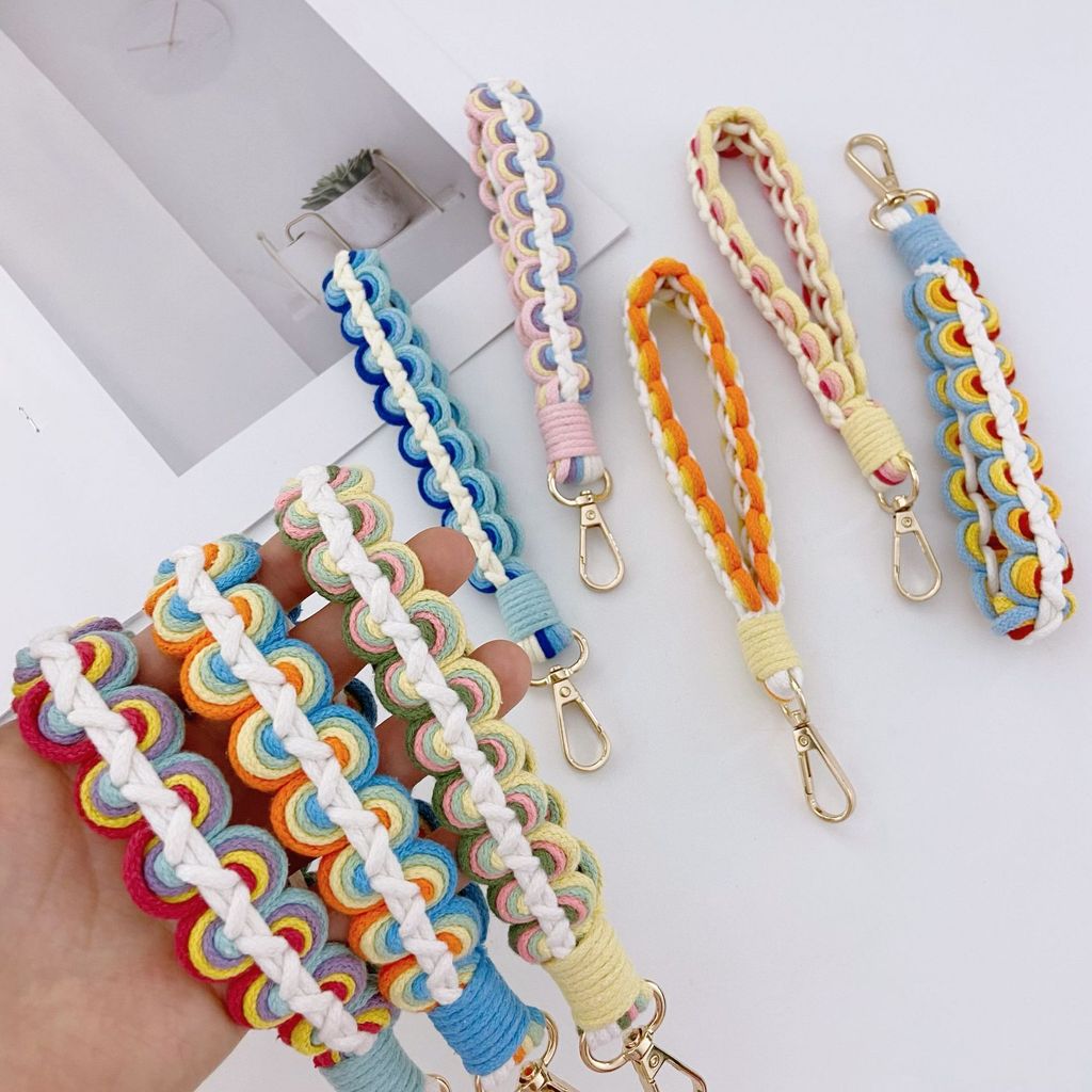 Cordão de telefone multicolorido feito à mão, estilo boêmio, acessório DIY para bolsa, chaveiro, pingente.