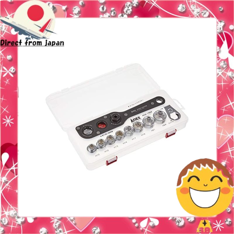 ANEX Offset Adapter Multi Set with Case AOA-19S2 Straight Nut Screw Driver for Tight Spaces[Direct from Japan]