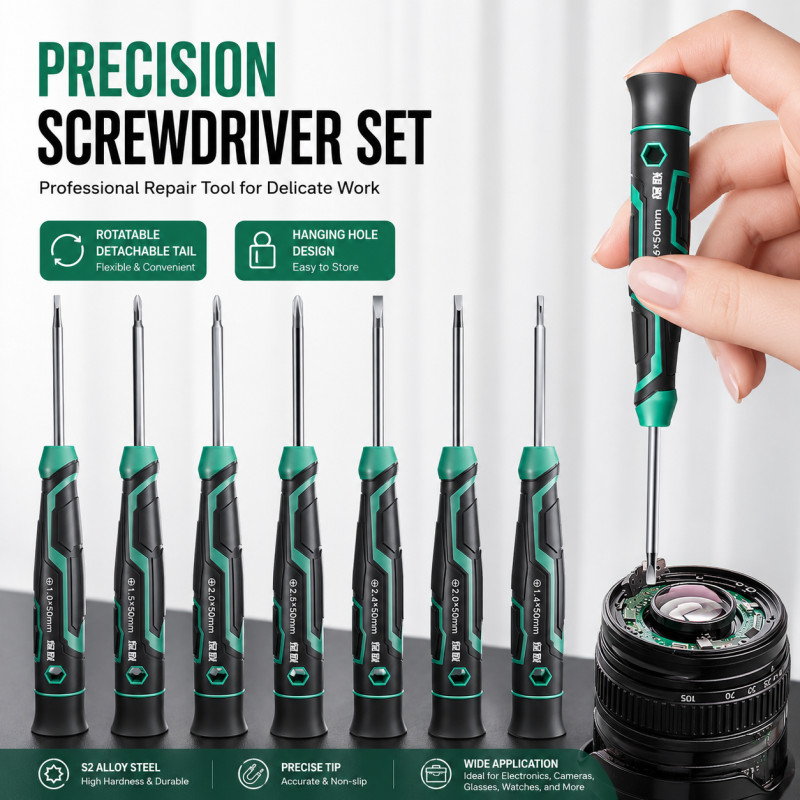 Mini Precision Screwdriver Set for Watch & Eyeglass Repair, Magnetic Cross Flathead Small