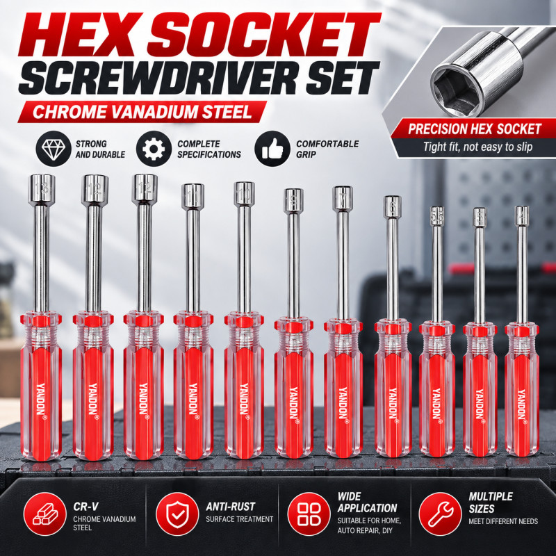 Hex Socket Driving Driver Set Multi-Size Nut Tool para fixação de parafuso hexagonal para casa auto