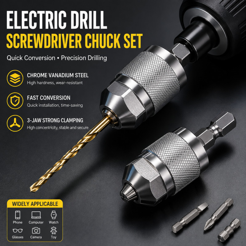 Mudança rápida de Hex Shank Drill Chuck Set Universal 3 - Jaw Chuck com haste de extensão