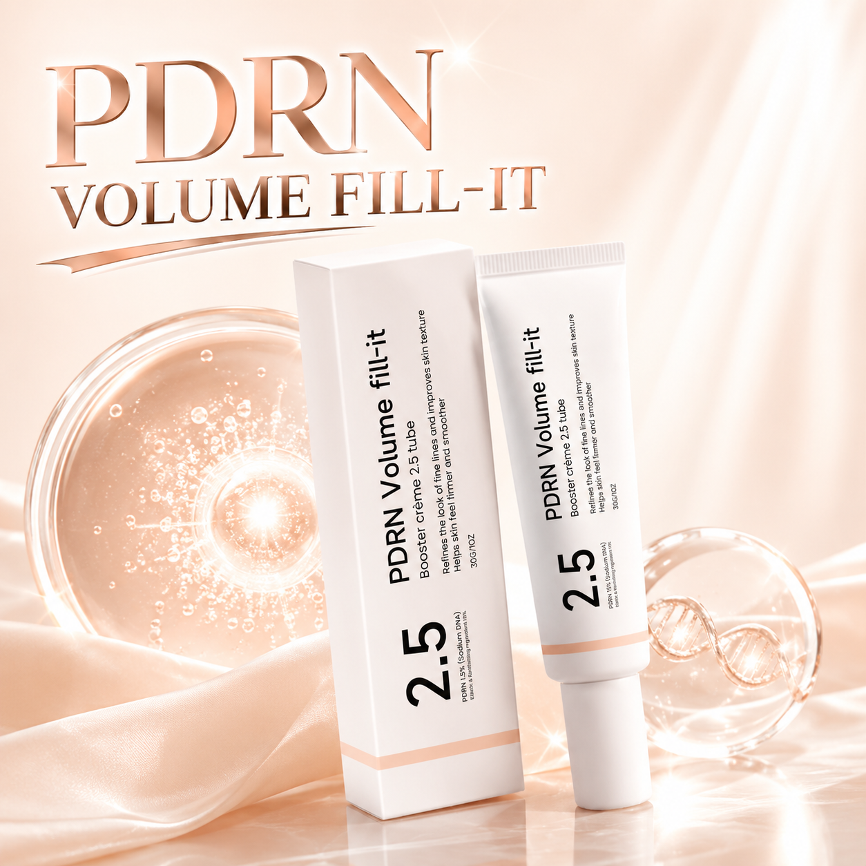Volume Fill-it Booster Creme 2.5 DNA Sódio 1.5% Creme Facial Suave Clareador de Linhas Finas Hidratante Leve Suavizante