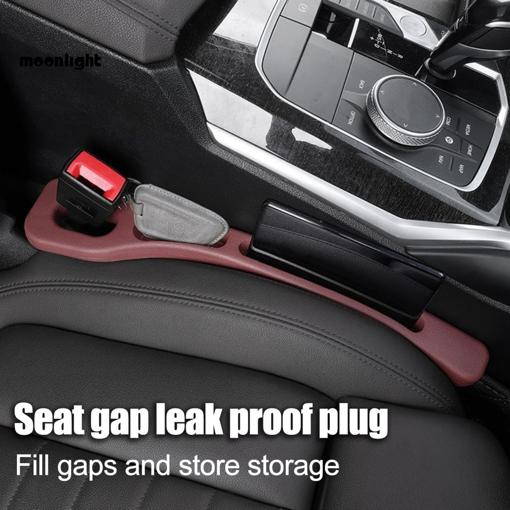 2pcs Waterproof Car Seat Gap Filler with Storage Grooves Faux Leather Organizer for Phone Coins – Anti-lost Plugs for