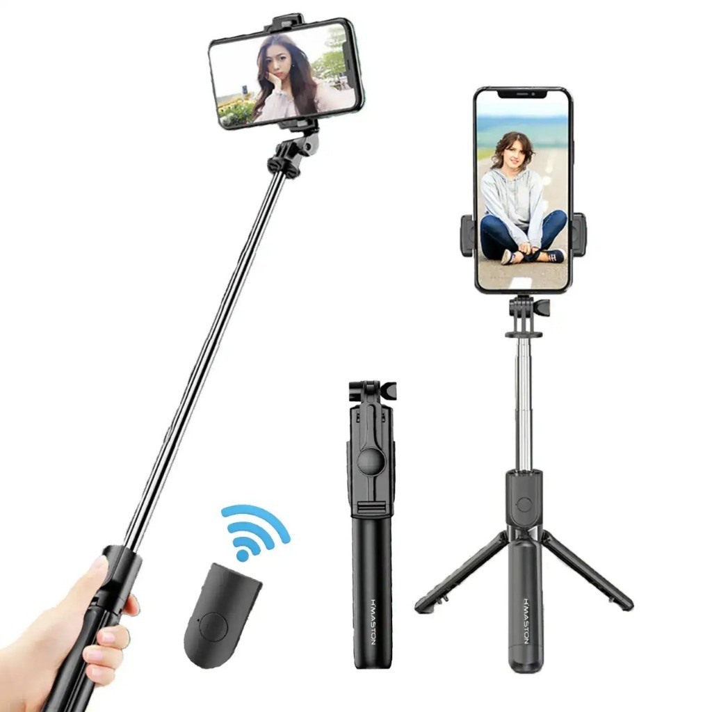 Pau de Selfie Gimbal Tripé Bluetooth Extensível H'maston ZP18 1M