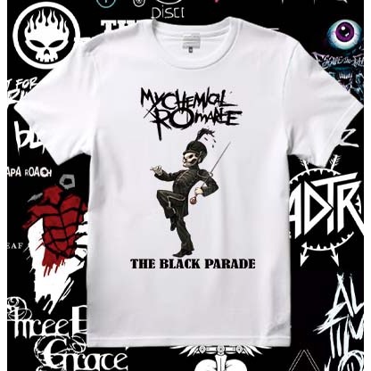 Camiseta algodão My Chemical Romance Unisex T-Shirt: The White Parade Cover (Black) Stream MY CHEMICAL ROMANCE