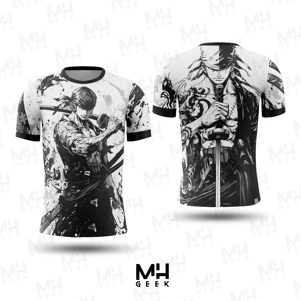 Camisa Camiseta Anime Zoro Preto Guerreiro Modelo Japão Estampada Unisex Adulto Infantil