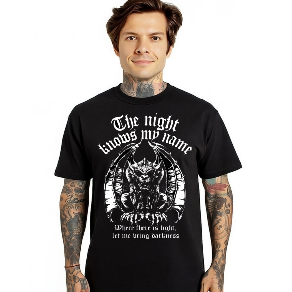 Camiseta Unisex Black Metal A Noite sabe meu nome vintage, streetwear estampa silk 100% algodão premium