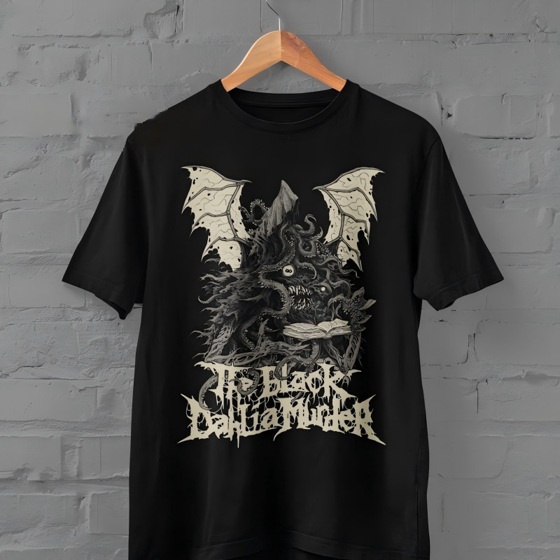Camiseta Unisex 100% Algodão Estampa The Black Dahlia Murder Monstro Alado Arte Death Metal Streetwear
