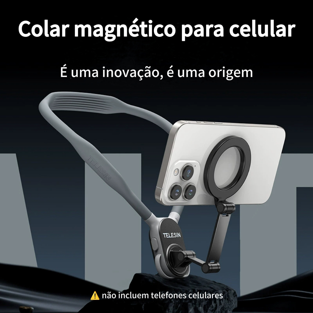 Suporte Magnético de Pescoço TELESIN para Celular MagSafe, Liberação Rápida, POV Live e Fotografia