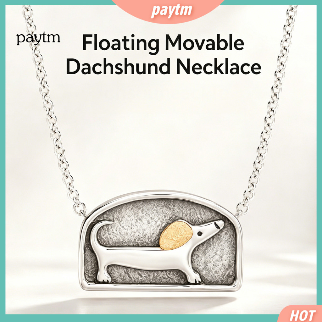 Magnetic Opening Necklace Floating Movable Dachshund Locket – Openable Pet Memory Capsule Pendant Cute Dog Keepsake Je