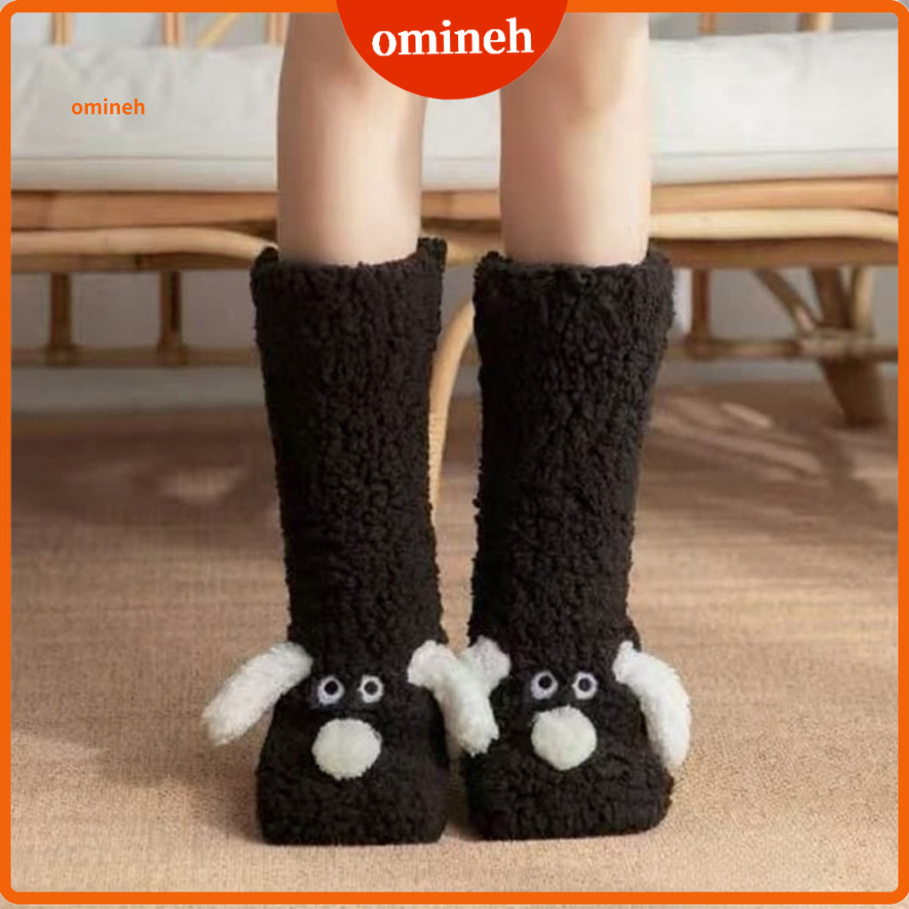 Winter Foot Warmers Women Cozy Socks Fluffy Indoor with Cute Fuzzy Dog Ears – Warm Cabin for Men Perfect for Home Loun