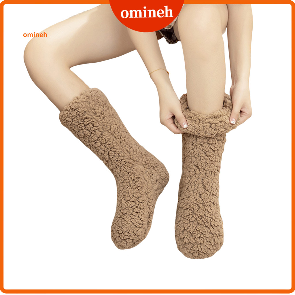 Thickened Fabric Socks Anti-slip Warm Thick Fuzzy for Winter Cozy Elastic Cuff Indoor Sleeping Soft Solid Color Fluffy L