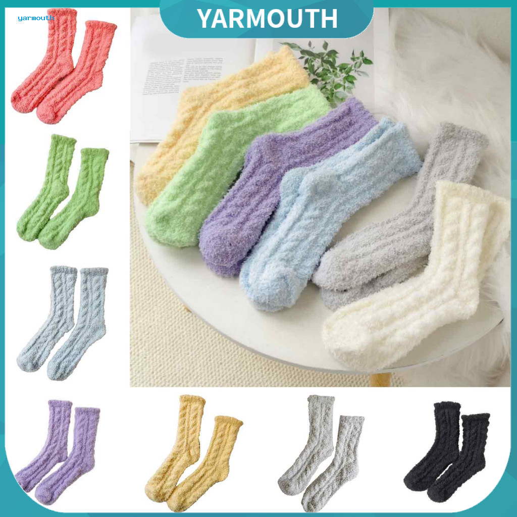 Soft Thickened Fuzzy Slippers Socks Cozy Indoor Floor Thick Plush Thermal for Women – Warm Coral Fleece Sleep for Weat