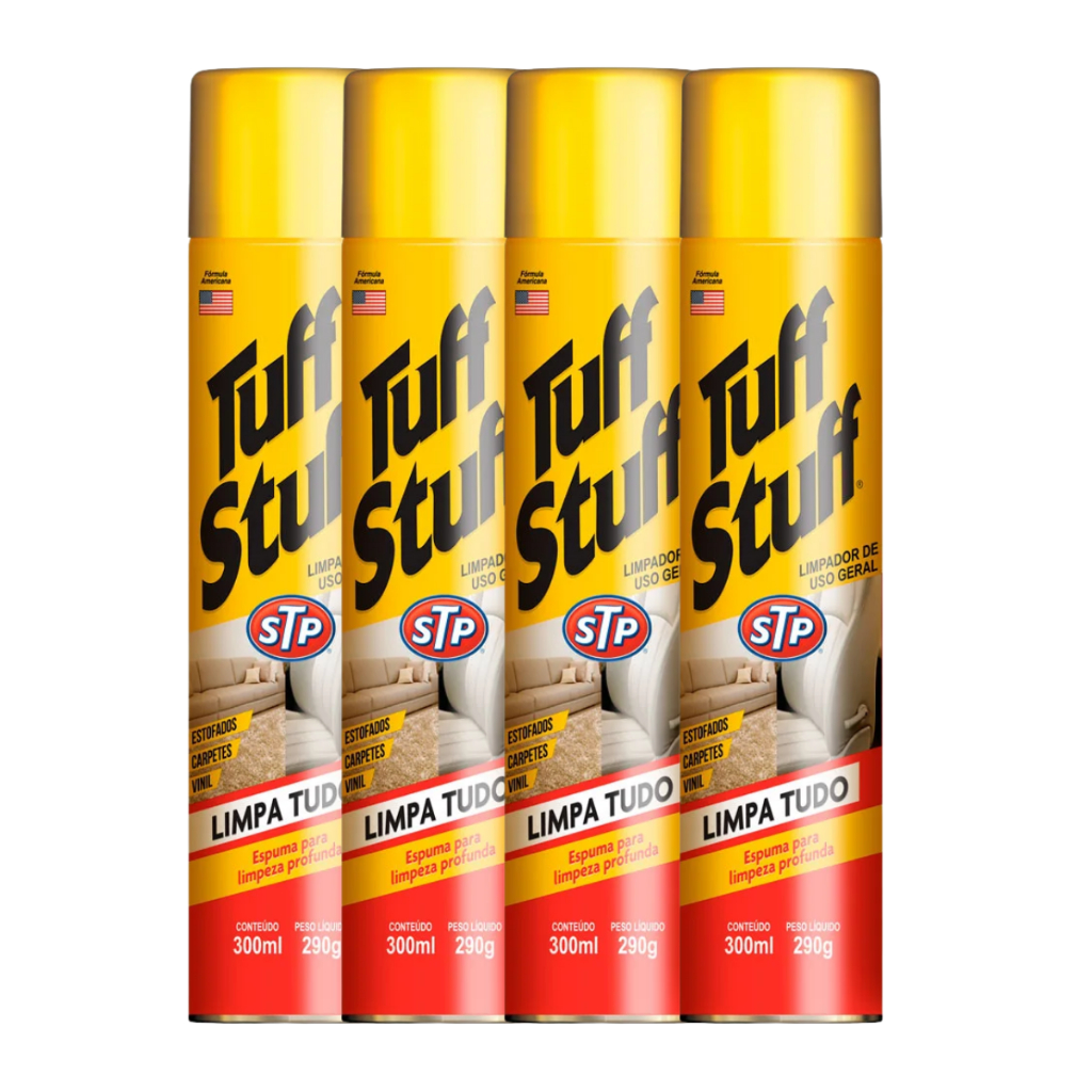 Kit com 4 Stp Tuff Stuff Limpa Banco Sofa Teto Automotivo Cama Vinil Espuma Limpa tudo