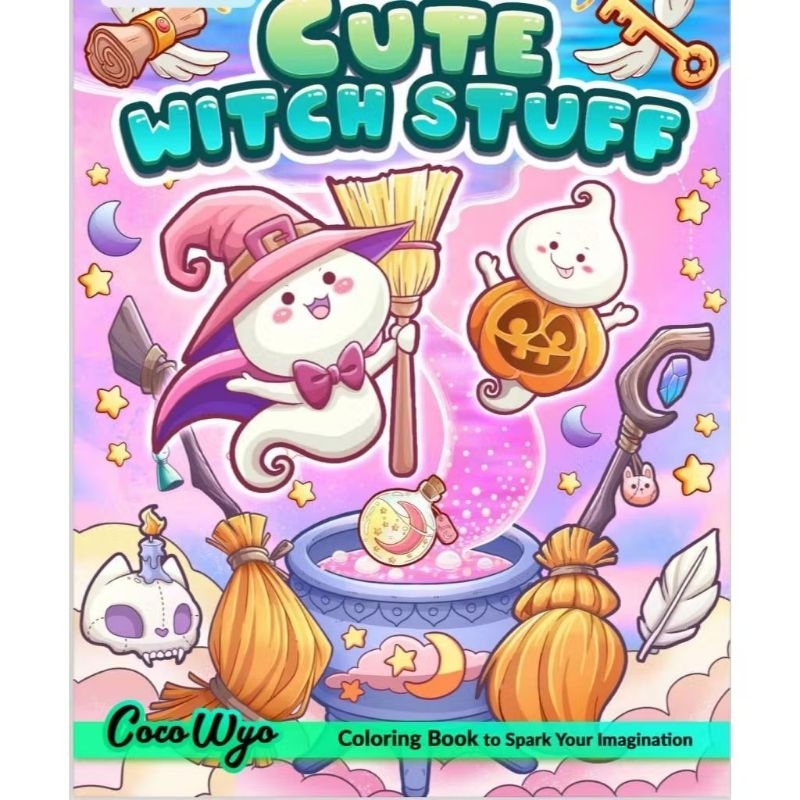 40 Desenhos para Colorir: Folhas Soltas com Ilustrações do Livro Cute Witch Stuff