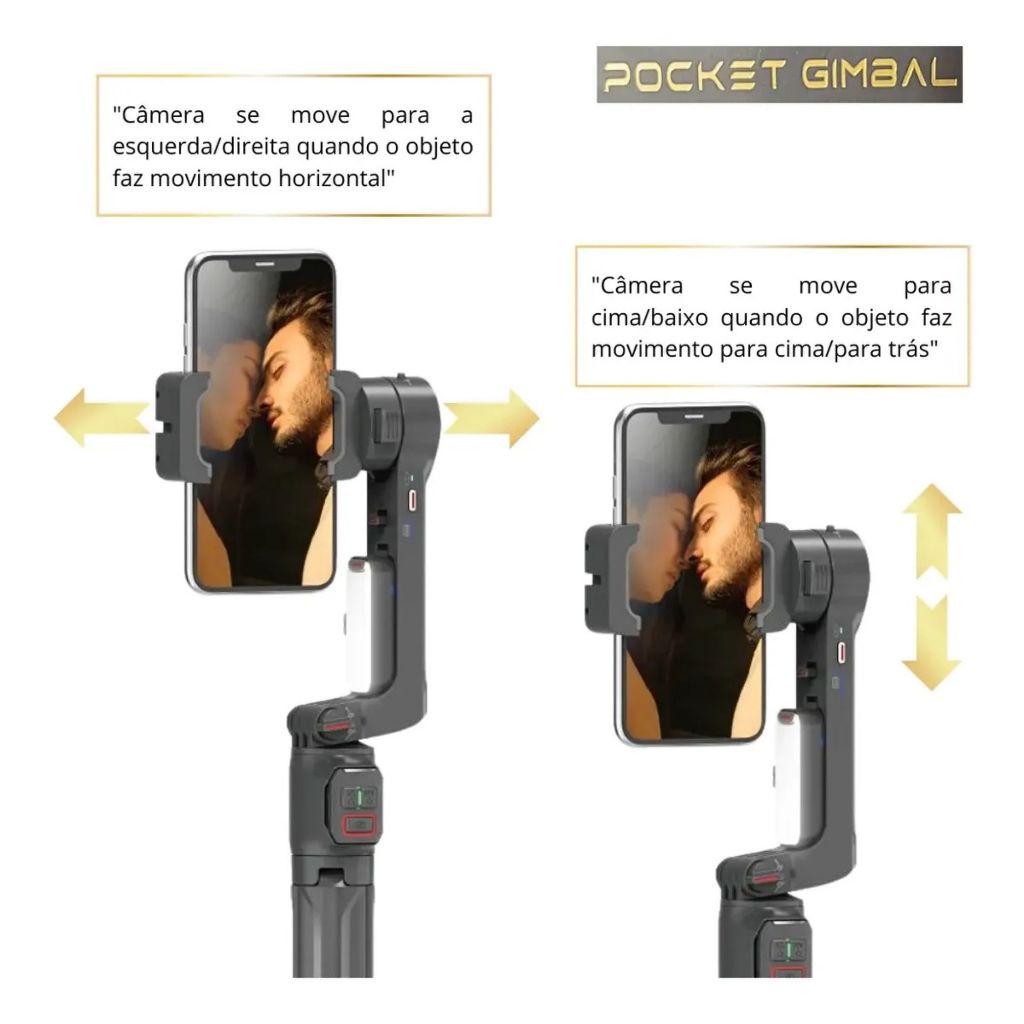 Gimbal Estabilizador para Smartphone tripé Bluetooth para iPhone Android  com luz Self  Fill A10