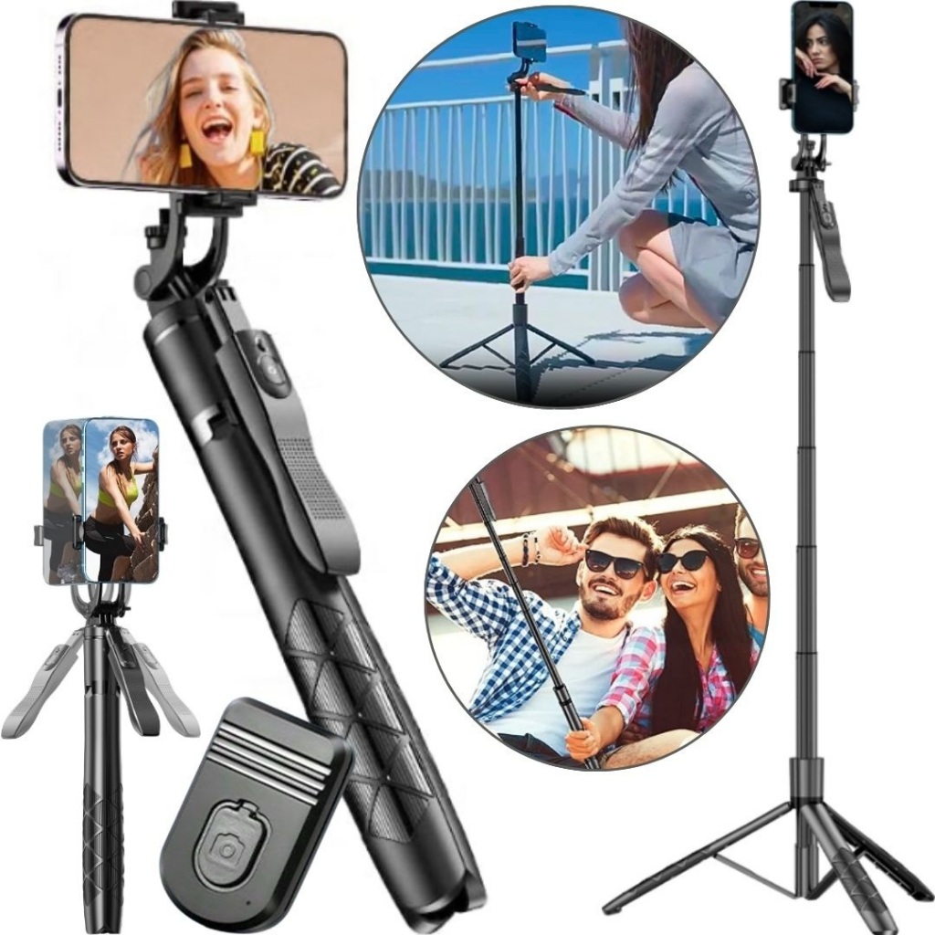 Bastão Selfie Tripé 170cm Retrátil Suporte Para Celular Iphone Câmera Controle Foto Vídeo