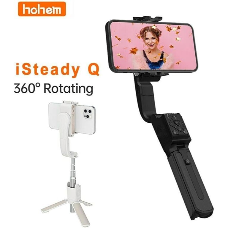 Estabilizador de Celular Gimbal Hohem iSteady Q de 3 Eixos Para Iphone e Android, Dobrável Com Controle Remoto Tripé