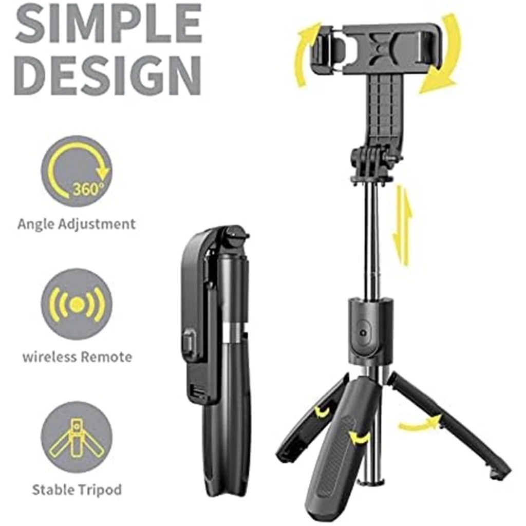 Bastão de Selfie Portátil com Tripé e Controle Remoto para iPhone, Android, Moto e Samsung